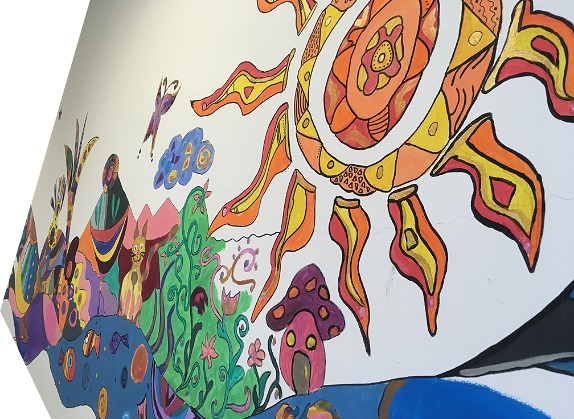 Wandgemälde mit Sonne